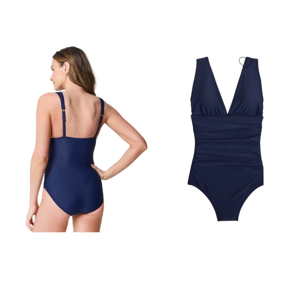 J CREW Ruched plunge one-piece swimsuit XS blue NWT - Picture 10 of 10